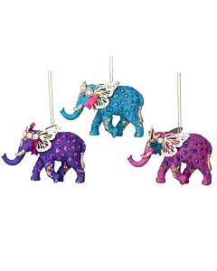 Gisela Graham Elephant w/Metal Wings Decoration x3